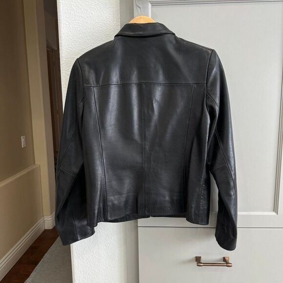 Vintage 90's y2k Black Soft Leather Fitted Jacket - Size Small S - Picture 2 of 8